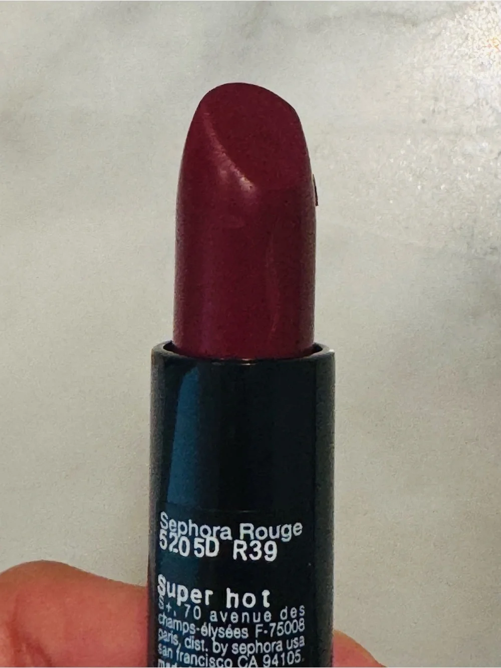 Sephora Rouge Lipstick R39 “Super Hot” in Deep Berry Red